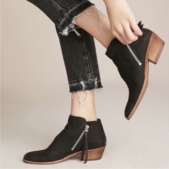 Sam Edelman PACKER Womens 8M Black Suede Leather DualSide Zips Ankle Boots Fall - Picture 2 of 13